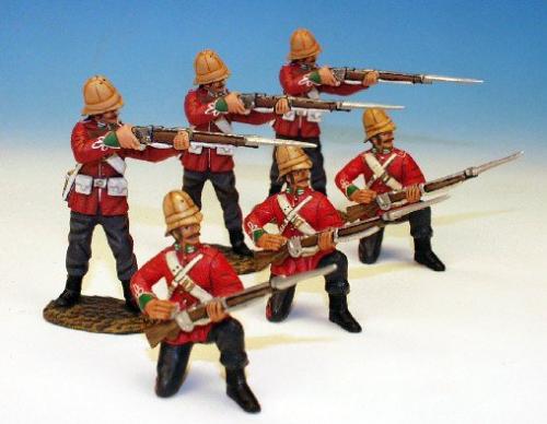 24F.5 - 24th Foot, South Wales Borders (3 Standing firing, 3 Kneeling loading)