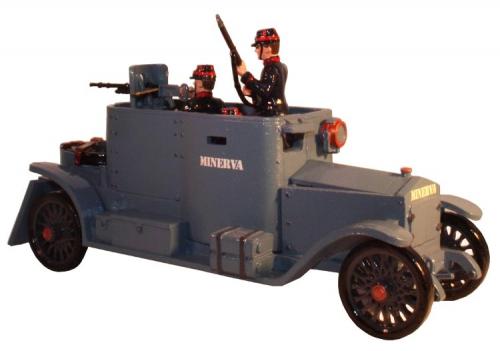 830 - The Minerva Armoured Car with three belgian Crew Painted - EN STOCK