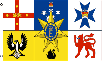 Australia Royal Standard Flag - The Queen's Personal Australian Flag est le drapeau personnel de la Reine Elizabeth II comme Reine d'Australie, approuvé en 1962 - EN STOCK