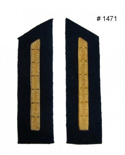 BT1471 - 2nd Lieutenant Single Gold Embroidered Collar Bar xwth Black Background - EN STOCK