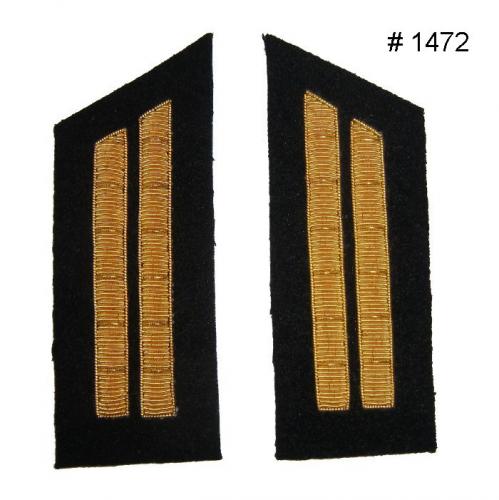 BT1472 - 1st Lieutenant Two Gold Embroidered Collar Bars. Available with Black Background - EN STOCK