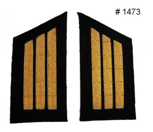 BT1473 - Captain Three Gold Embroidered Collar Bars, Black Background - EN STOCK