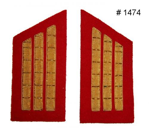 BT1474 - Captain Three Gold Embroidered Collar Bars on Red  Background - EN STOCK