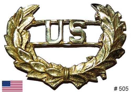 BT505 - US Hat Insignia. Solid brass casting with attaching wires on back - EN STOCK