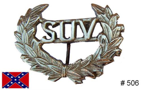 BT506 - SUV Hat Insignia, Solid brass casting with attaching wires on back - EN STOCK