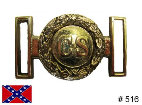BT516 - Confederate States of America two piece solid brass buckle, plate + spoon - EN STOCK
