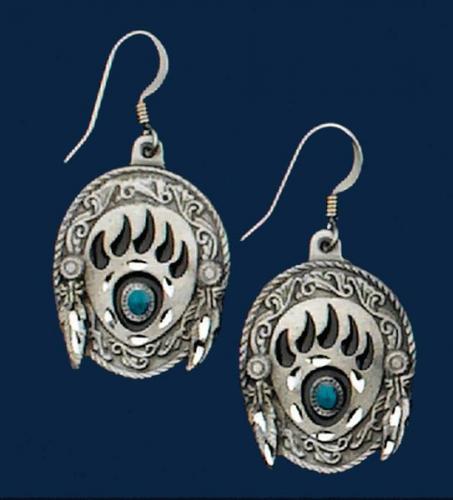 Boucles d'oreilles - E-24 - Bear Claw Earrings with Turquoise - EN STOCK
