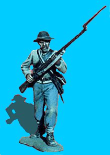 C05 - Charging - Rifle at ready. 54mm Confederate infantry (unpainted kit). (removeable blanket-roll) - EN STOCK