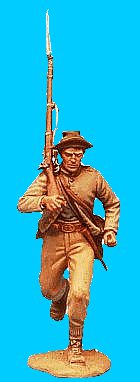 C09 - Running jacket open - Rifle on shoulder. 54mm Confederate infantry (unpainted kit) - EN STOCK