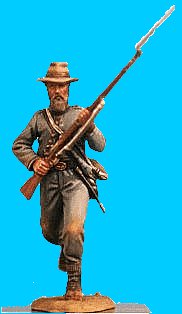 C10 - Runing jacket open - Rifle at ready. 54mm Confederate infantry (unpainted kit) - EN STOCK