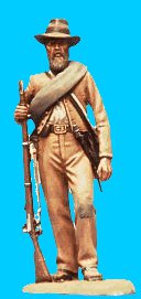 C21 - Standing relaxed - Holding rifle. 54mm Confederate infantry (unpainted kit) - EN STOCK