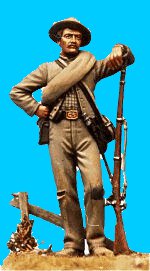 C22 - Standing relaxed - Leaning on rifle. 54mm Confederate infantry (unpainted kit) - EN STOCK