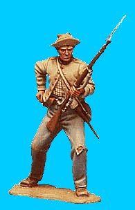 C25 - Knees bent - Reaching for cartridge. 54mm Confederate infantry (unpainted kit) - EN STOCK