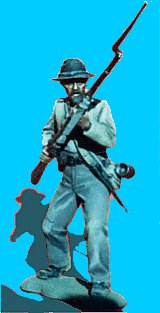 C26 - Knees bent - Rifle at ready. 54mm Confederate infantry (unpainted kit) - EN STOCK
