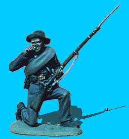 C32 - Kneeling with bedroll - Biting cartridge. 54mm Confederate infantry (unpainted kit) - EN STOCK