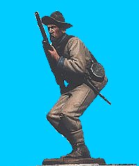C42 - Confederate infantry - rifle at ready. 54mm Confederate infantry (unpainted kit) - EN STOCK