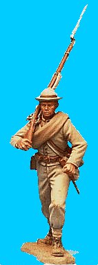 C04 - Charging - Rifle on shoulder. 54mm Confederate infantry (unpainted kit). (removeable blanket-roll) - EN STOCK