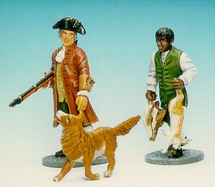 CC14 - Gentleman out hunting with man servant and dog 