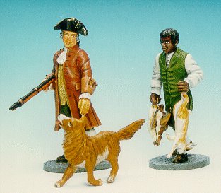 CC14 - Gentleman out hunting with man servant and dog 
