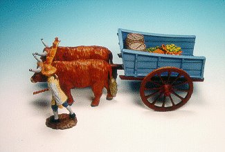 CC24 - Two oxen and cart, with driver