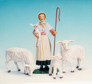 CC06 - Shepherdess, with 2 sheep and lamb