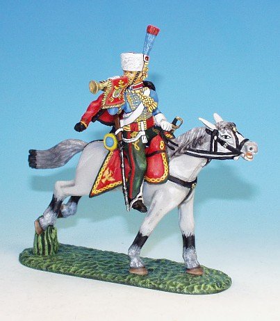 CDC10 - French Light Cavalry - Chasseurs à cheval - Active service, charging - Trumpeter blowing trumpet