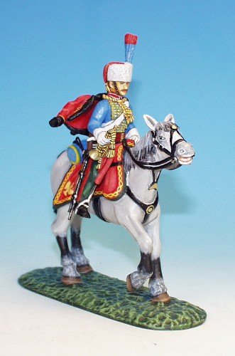 CDC3 - French Light Cavalry - Chasseurs à cheval - Escort Duty, on standing horses - Trumpeter blowing trumpet