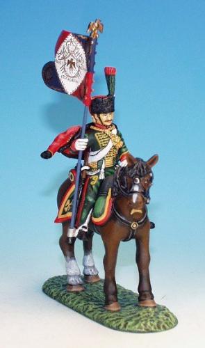 CDC4 - French Light Cavalry - Chasseurs à cheval - Escort Duty, on standing horses - Standard bearer with Standard
