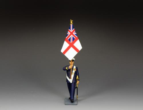 CE113 - Royal Navy Sub Lieutenant Marching with White Ensign