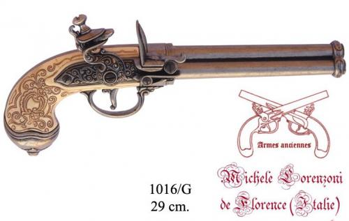 DENIX - Armes anciennes - 1016G - Three-cannon pistol, manufactured by Lorenzoni, Italy 1680 - disponible sur commande