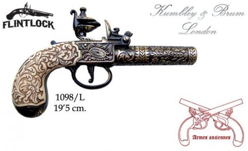 DENIX - Armes anciennes - 1098L - Flintlock pocket pistol, manufactured by Kumbley and Brum, London 1795 - disponible sur commande