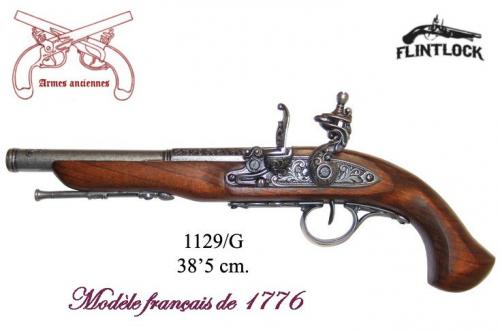 DENIX - Armes anciennes - 1129G - French Flintlock pistol, 18th. C. (left-handed - arme pour gaucher)