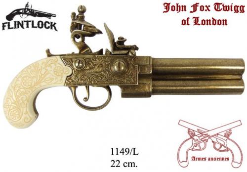 DENIX - Armes anciennes - 1149L - Flintlock pistol manufactured by Twigg, United Kingdom 18th. C - EN STOCK mais crosse noire