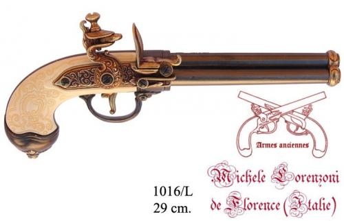 DENIX - Armes ancinennes - 1016L - Three-cannon pistol, manufactured by Lorenzoni, Italy 1680 - EN STOCK
