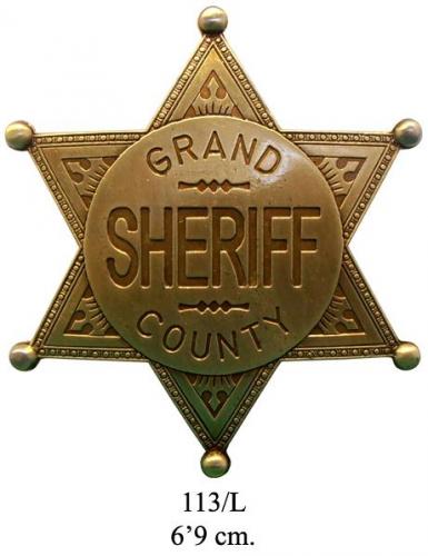 DENIX - Etoile de Sheriff - 113 L - Grand County Sheriff badge (cuivré) - EN STOCK