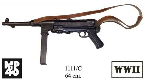 DENIX - WWII - 1111C - MP40 sub-machine gun, 9mm, Germany 1940. with leather belt (avec bretelle) - EN STOCK