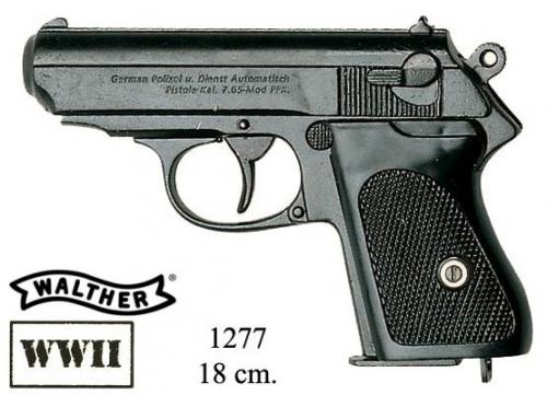 DENIX - WWII - 1277 - German semiautomatic pistol by Walther, favourite of most german officers in Wolrd War II - EN STOCK