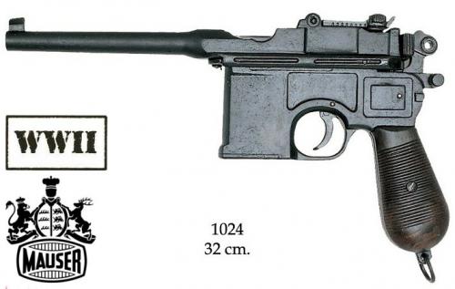 DENIX - WWI and WWII - 1024 - C96 pistol, designed by Mauser. with wood grips - EN STOCK