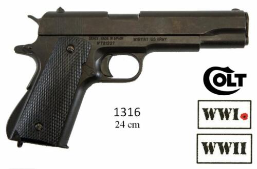 DENIX - WWI and WWII - 1316 - Pistolet automatique (Colt) .45 M1911A1, USA 1911 (noir, crosse noire, canon non détachable et chargeur non amovible) - disponible sur commande