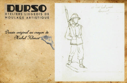 Durso - Belge avec casque Adrian - 1938-39 - réf. 25 ou 26 - 1940-45 - réf. 51 - Dessin original de Klimov - Soldat en marche fusil épaule 