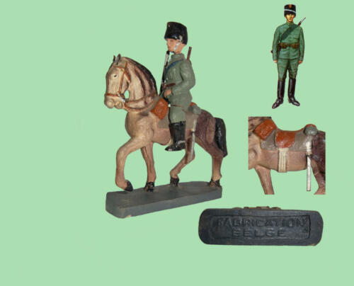 Fabrication Belge - Hussard hollandais à cheval avec Colback, fusil bandoulière, sabre au clair (1914-1940) 