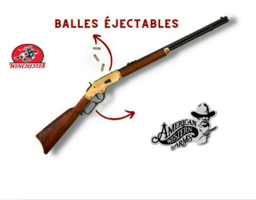 Denix - carabine - 5318 - Winchester 73, USA 1873 (couleur laiton) avec mécanisme de balles éjectables. Vendu avec 3 balles - EN STOCK
