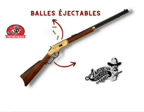 Denix - carabine - 5318 - Winchester 73, USA 1873 (couleur laiton) avec mécanisme de balles éjectables. Vendu avec 3 balles - disponible sur commande