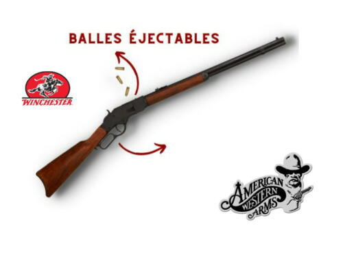 Denix - carabine - 7318 - Winchester 73, USA 1873 (couleur noire) avec mécanisme de balles éjectables. Vendu avec 3 balles - EN STOCK