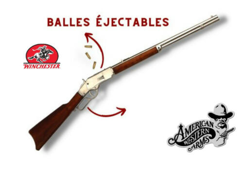 Denix - carabine - 6318 - Winchester 73, USA 1873 (couleur argentée) avec mécanisme de balles éjectables. Vendu avec 3 balles - EN STOCK