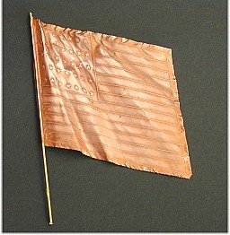 F04 - Union Infantry National Flag (square canton) and pole. Photo-etched copper flag, 54mm (1-32 scale) - EN STOCK