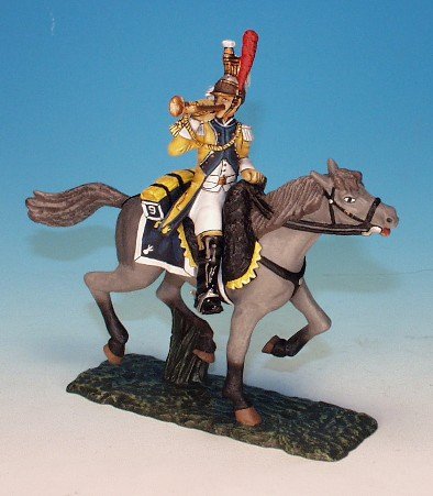 F9C5 - 9th Cuirassiers - Trumpeter blowing Trumpett