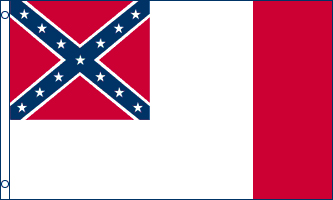 FR073 - 3rd Confederate - utilisé à partir du 4 mars 1865. L'ajout d'une barre verticale rouge sur sa droite évite ainsi qu'il soit pris pour le drapeau blanc de la rédition - EN STOCK