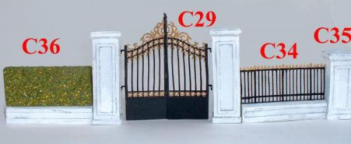 JG Miniatures - C29 Park Gates - C34 Park Wall with railings - C35 Park Wall Posts - C36 (out of stock - épuisé)