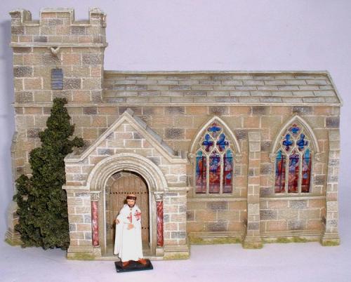 JG Miniatures - C39 - Church - dioarama avec un moine de firme inconnue au 1-32ème